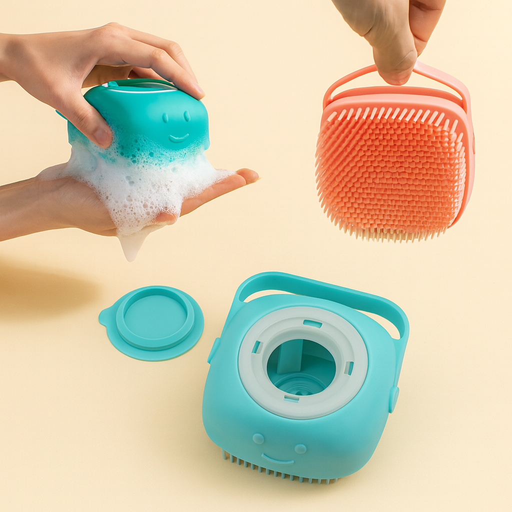 Spazzola Bagno Cane con Serbatoio Shampoo