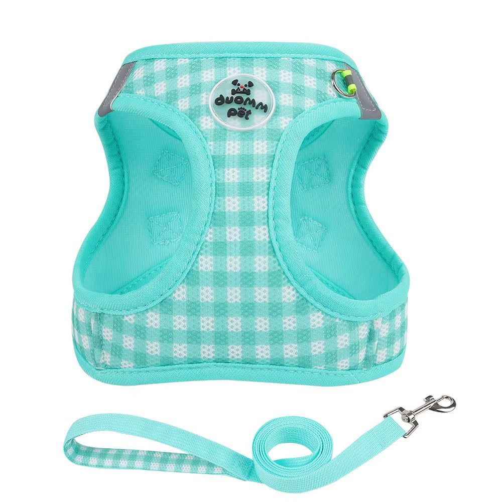 Pet Chest Back, Suitable for Cats and Dogs, Various Sizes, Plaid Pattern, Pet Leash, Pet Supplies
