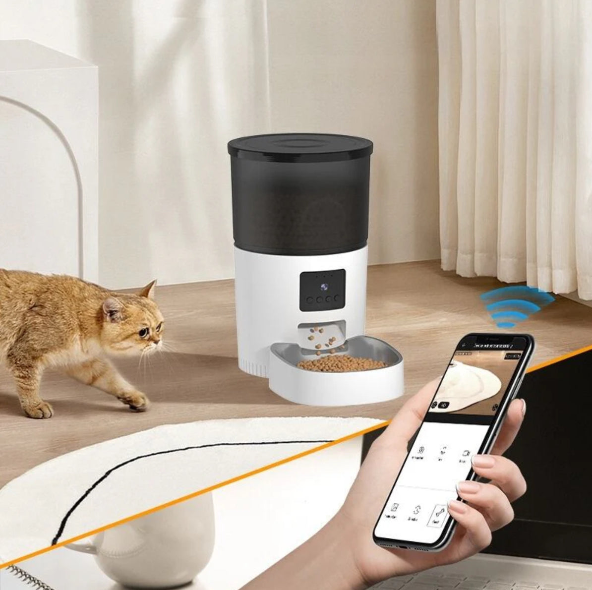 distributore automatico di crocchette per gatti | connesso con telecamera