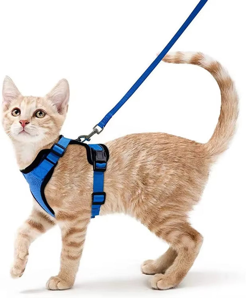 Cat Harness and Leash Set Stylish Escape Proof Cat Vest Harness Adjustable Breathable Pet Harness with Reflective Trim