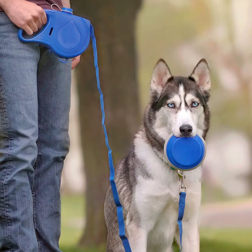 Multifunction Small Pet Dog Leash Rope for Big Dog Collar with Built-In Water Bottle Bowl Waste Bag Dispenser Dog Accessories