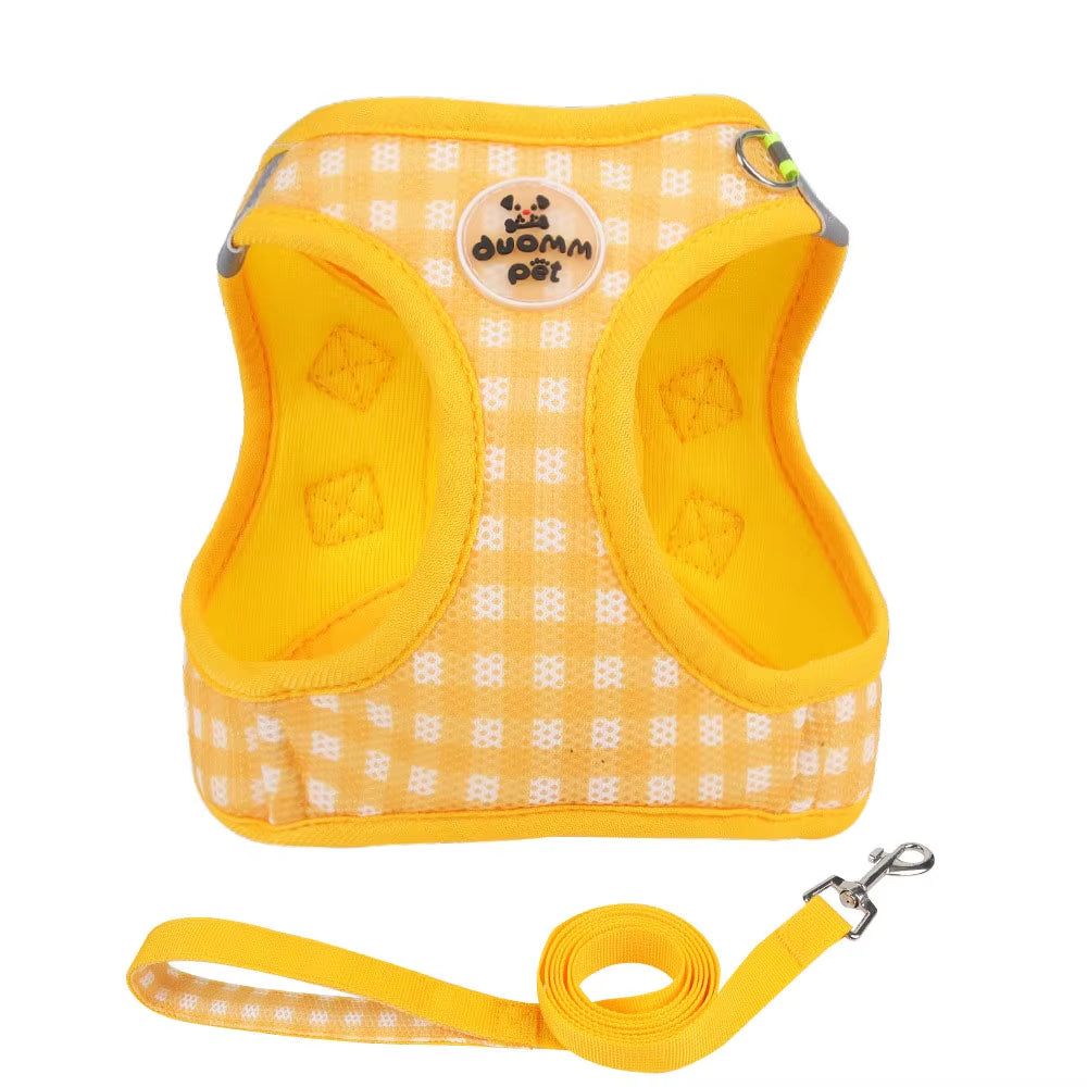 Pet Chest Back, Suitable for Cats and Dogs, Various Sizes, Plaid Pattern, Pet Leash, Pet Supplies