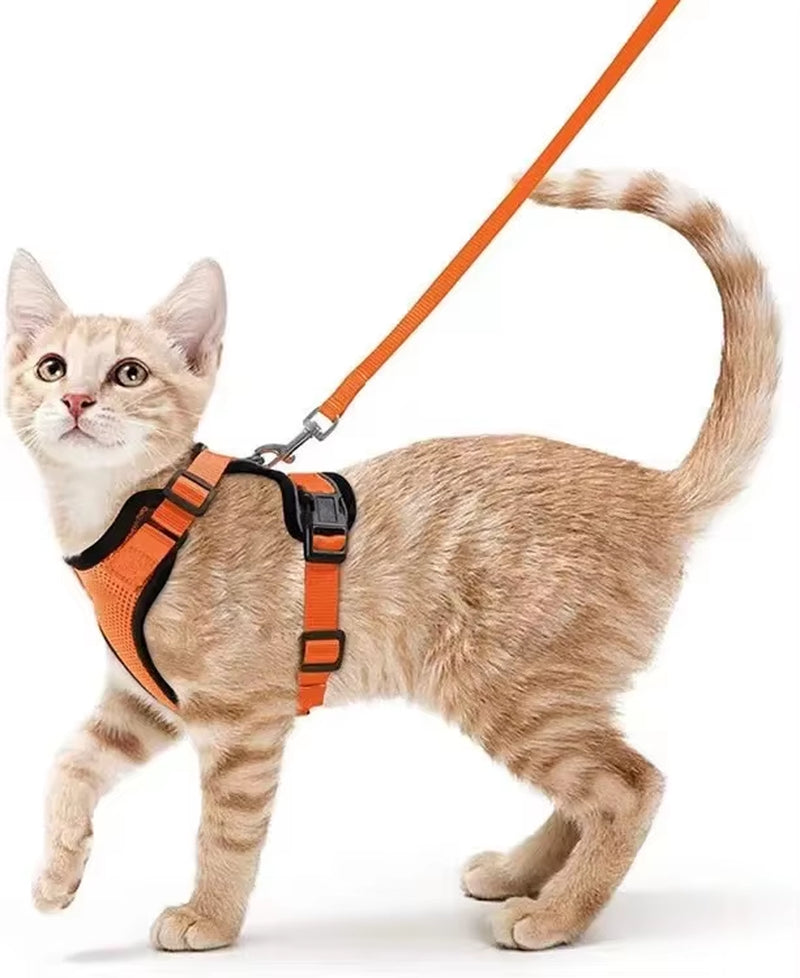Cat Harness and Leash Set Stylish Escape Proof Cat Vest Harness Adjustable Breathable Pet Harness with Reflective Trim