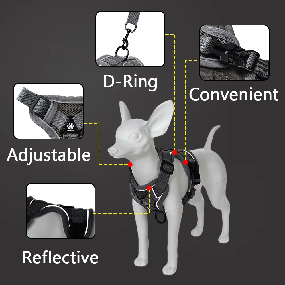 Pet Harness and Leash Set Reflective Walking Puppy Vest Chest Strap for Small Dogs Cats Breathable Outdoor Harnesses with D-Ring