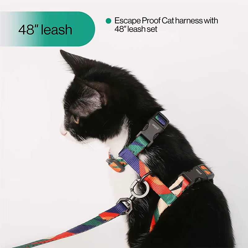 Cat Harness and Leash Set Cats Escape Proof Adjustable Kitten Harness for Large Small Cats Lightweight Soft Pet Safety Harness