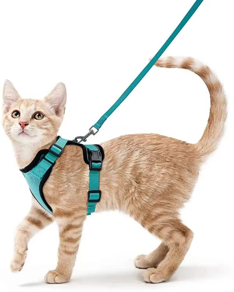 Cat Harness and Leash Set Stylish Escape Proof Cat Vest Harness Adjustable Breathable Pet Harness with Reflective Trim