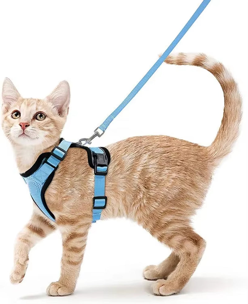 Cat Harness and Leash Set Stylish Escape Proof Cat Vest Harness Adjustable Breathable Pet Harness with Reflective Trim
