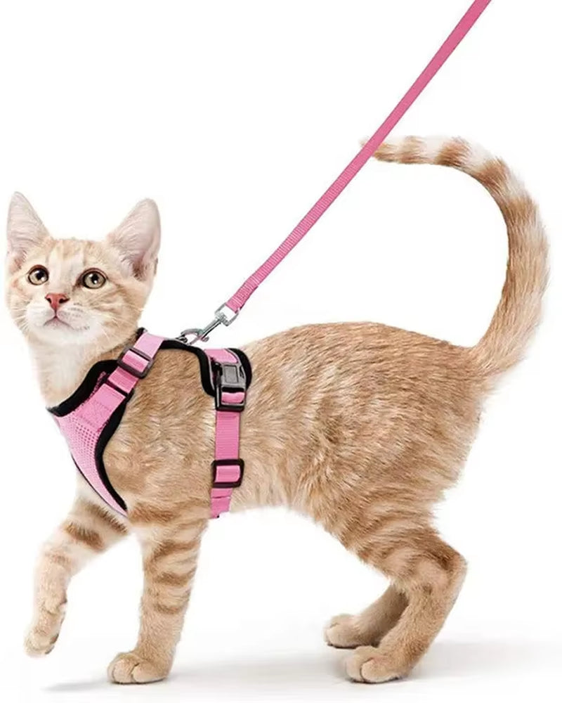 Cat Harness and Leash Set Stylish Escape Proof Cat Vest Harness Adjustable Breathable Pet Harness with Reflective Trim
