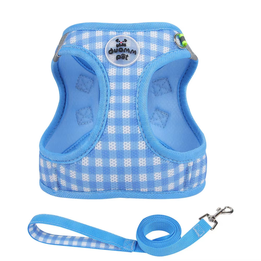 Pet Chest Back, Suitable for Cats and Dogs, Various Sizes, Plaid Pattern, Pet Leash, Pet Supplies