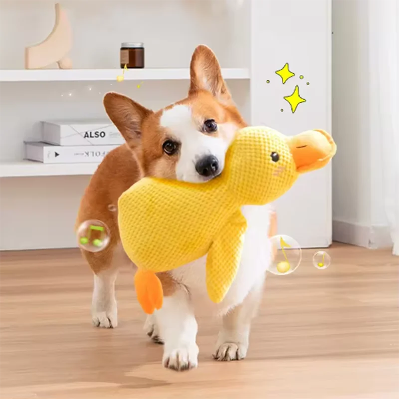 Cute Dog Toy Stomping Duck Bite Resistant Grinding Teeth Cleaning Large Dog Interactive Entertainment Puppy Boredom Plush Toy