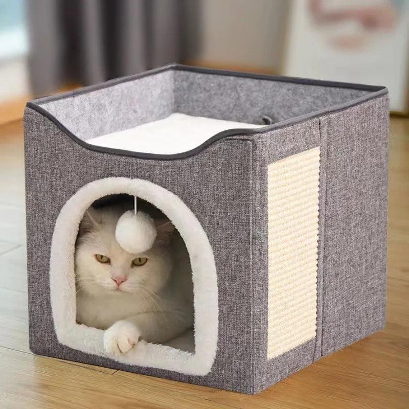 Foldable Pet Nest Semi-Closed Big Cat Kennel Winter Warm Pet Supplies Universal Folding in All Seasons