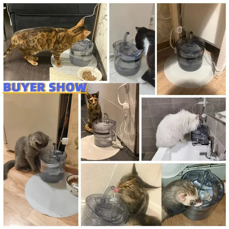 Pet Automatic Water Dispenser, Cat and Dog Sensing Drinking Water Flow Fountain Filter, Automatic Circulation Pet Drinking Water