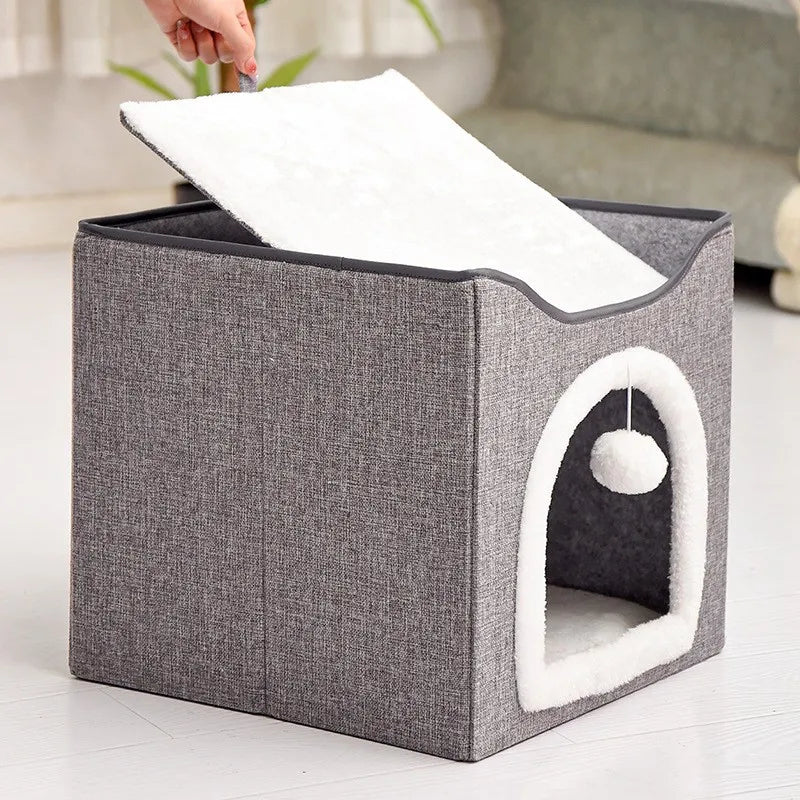 Foldable Pet Nest Semi-Closed Big Cat Kennel Winter Warm Pet Supplies Universal Folding in All Seasons