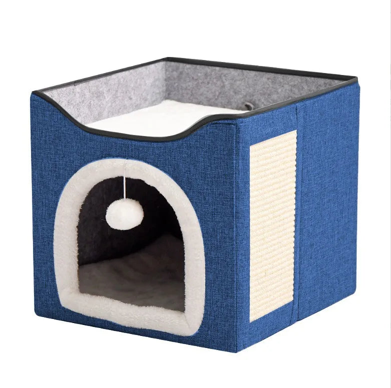 Foldable Pet Nest Semi-Closed Big Cat Kennel Winter Warm Pet Supplies Universal Folding in All Seasons