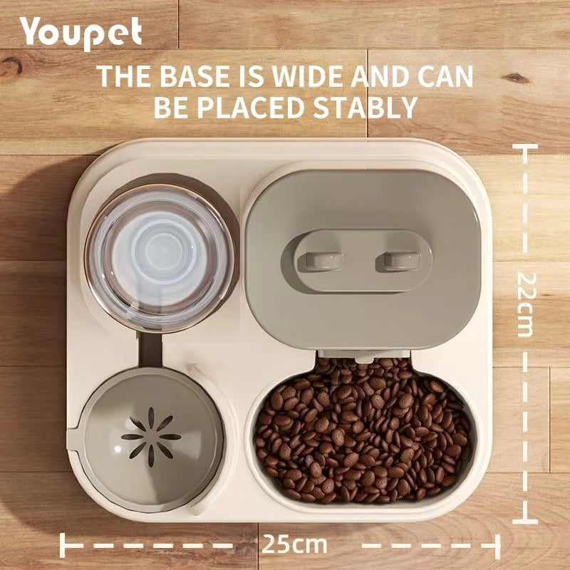 Cat Bowl Automatic Feeder with Spill Proof Design with Water Fountain Pet Food Dispenser for Small Medium Large Cats Dogs
