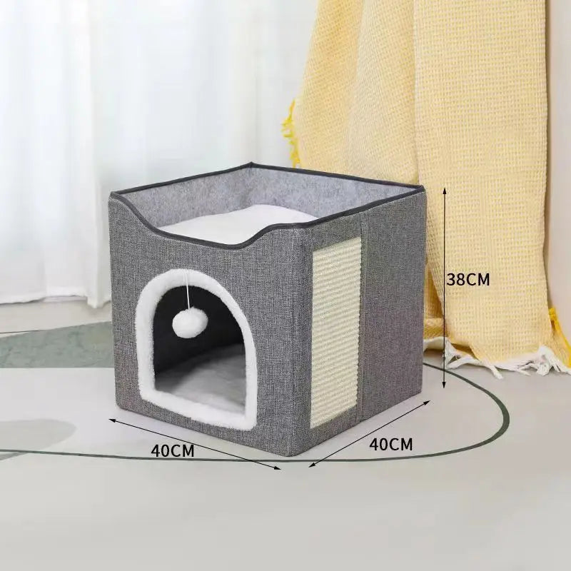 Foldable Pet Nest Semi-Closed Big Cat Kennel Winter Warm Pet Supplies Universal Folding in All Seasons