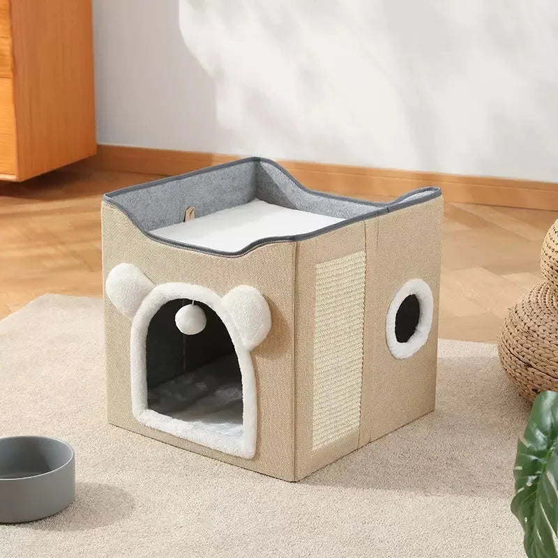 Foldable Pet Nest Semi-Closed Big Cat Kennel Winter Warm Pet Supplies Universal Folding in All Seasons