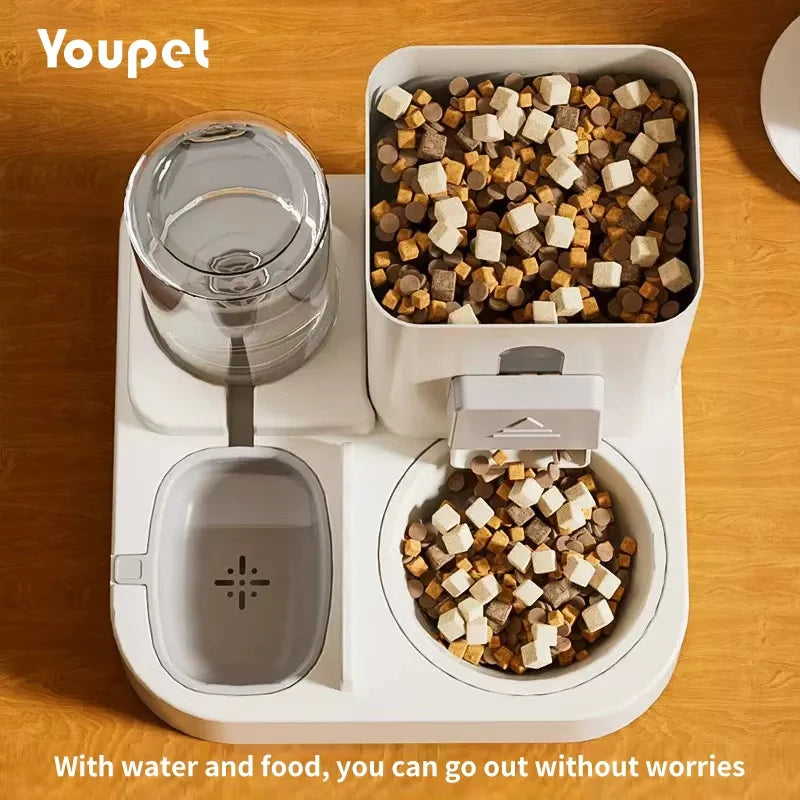 Cat Bowl Automatic Feeder with Spill Proof Design with Water Fountain Pet Food Dispenser for Small Medium Large Cats Dogs