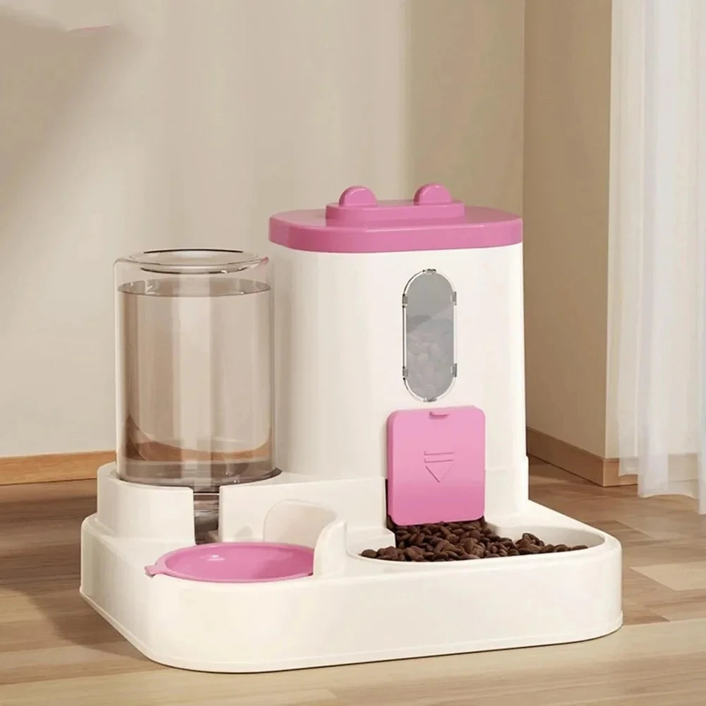 Cat Bowl Automatic Feeder with Spill Proof Design with Water Fountain Pet Food Dispenser for Small Medium Large Cats Dogs