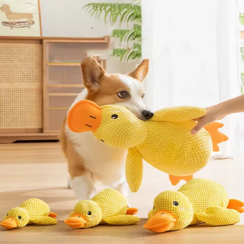 Cute Dog Toy Stomping Duck Bite Resistant Grinding Teeth Cleaning Large Dog Interactive Entertainment Puppy Boredom Plush Toy