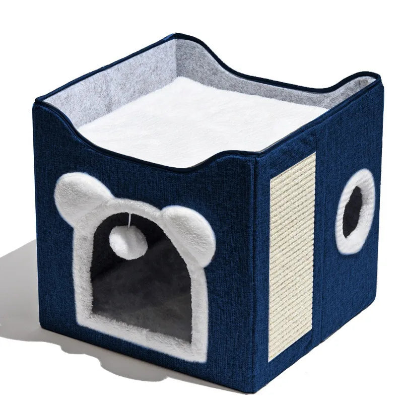 Foldable Pet Nest Semi-Closed Big Cat Kennel Winter Warm Pet Supplies Universal Folding in All Seasons