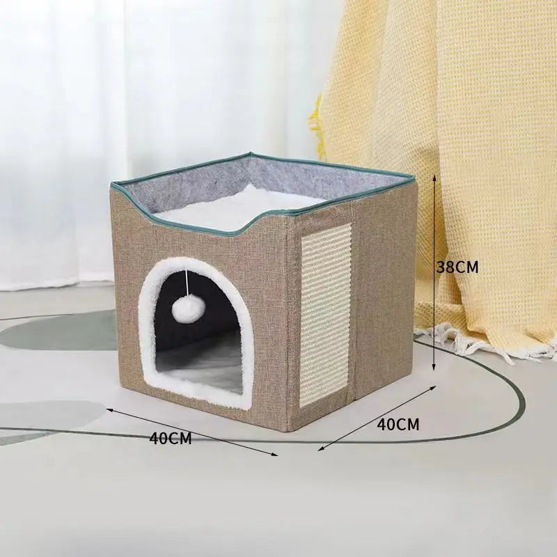 Foldable Pet Nest Semi-Closed Big Cat Kennel Winter Warm Pet Supplies Universal Folding in All Seasons