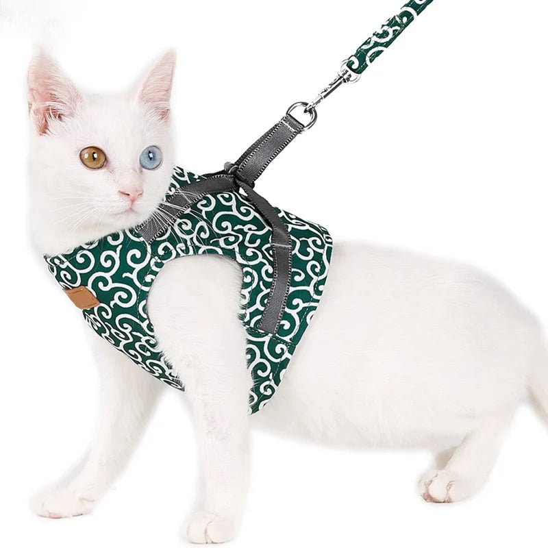 Cat Vest Harness and Leash Set Escape Proof Cat Japanese Style Harness for Outdoor Walking Pet Accessories Japanese Cat Collar