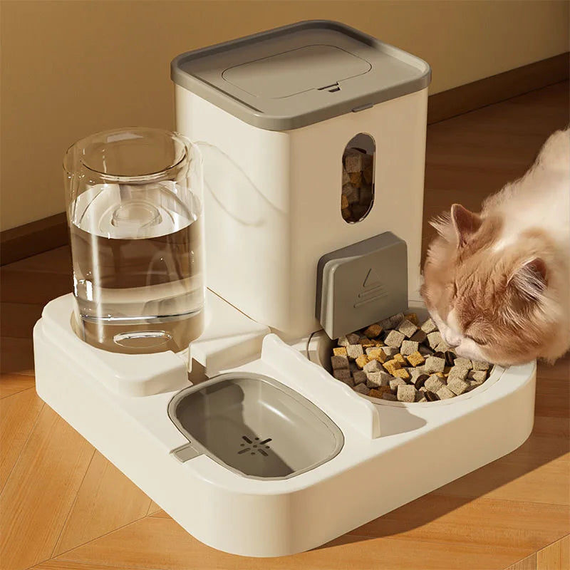 Cat Bowl Automatic Feeder with Spill Proof Design with Water Fountain Pet Food Dispenser for Small Medium Large Cats Dogs