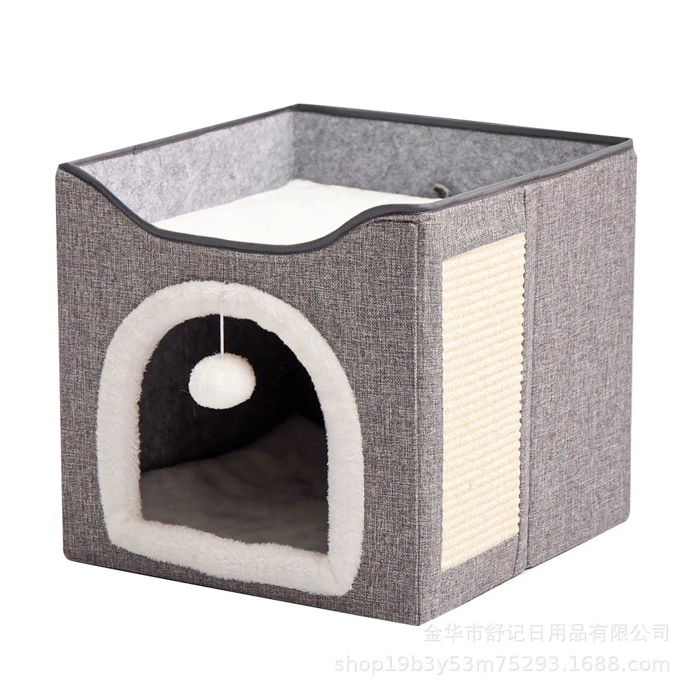 Foldable Pet Nest Semi-Closed Big Cat Kennel Winter Warm Pet Supplies Universal Folding in All Seasons