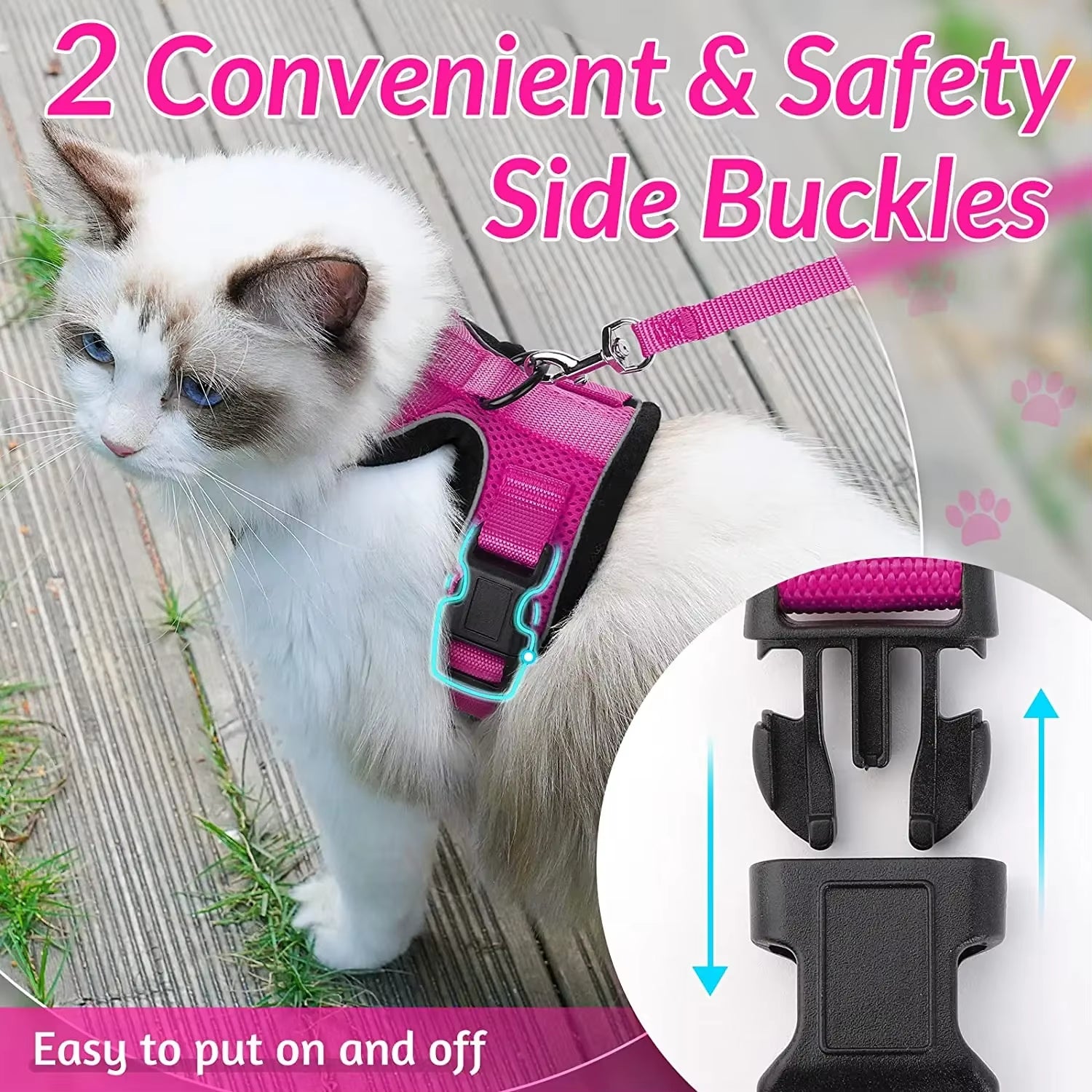 Cat Harness and Leash Set Stylish Escape Proof Cat Vest Harness Adjustable Breathable Pet Harness with Reflective Trim