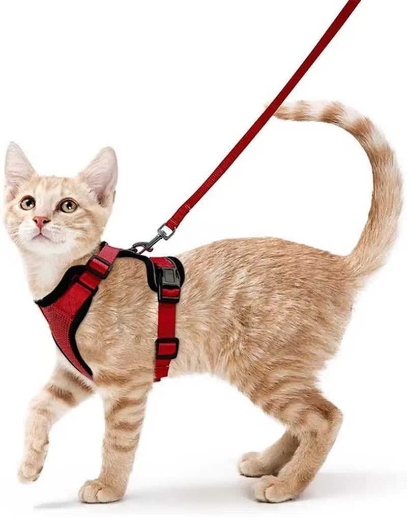 Cat Harness and Leash Set Stylish Escape Proof Cat Vest Harness Adjustable Breathable Pet Harness with Reflective Trim