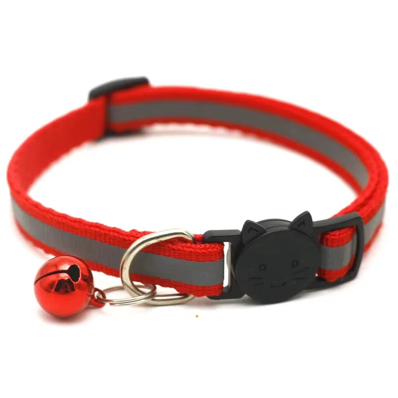 5/10Pcs Collars for Cat Collar with Reflection Tape Bell Adjustable Necklace Cat Puppy Kitten Collar Dropshipping Pet Cat Collar