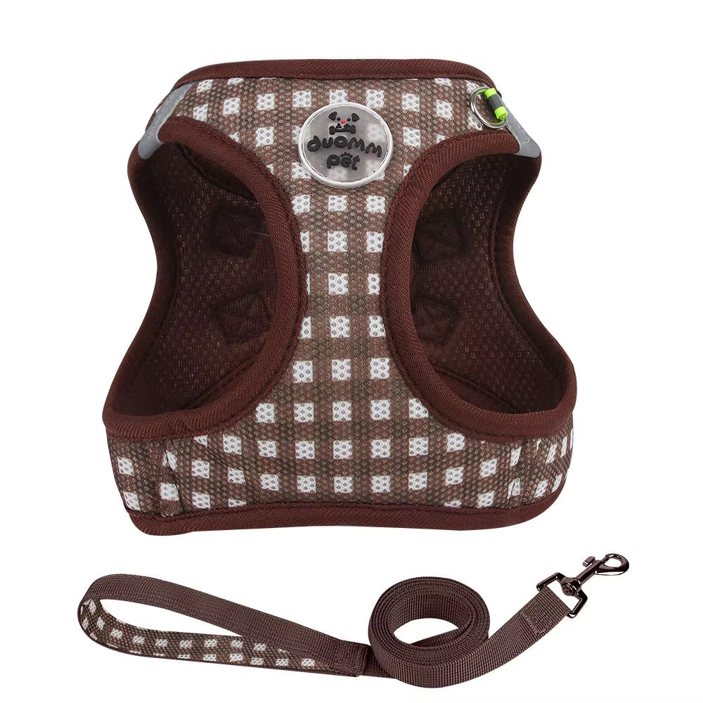 Pet Chest Back, Suitable for Cats and Dogs, Various Sizes, Plaid Pattern, Pet Leash, Pet Supplies
