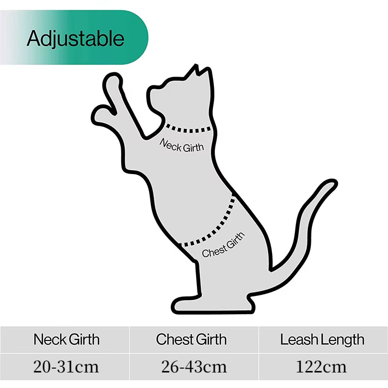Cat Harness and Leash Set Cats Escape Proof Adjustable Kitten Harness for Large Small Cats Lightweight Soft Pet Safety Harness