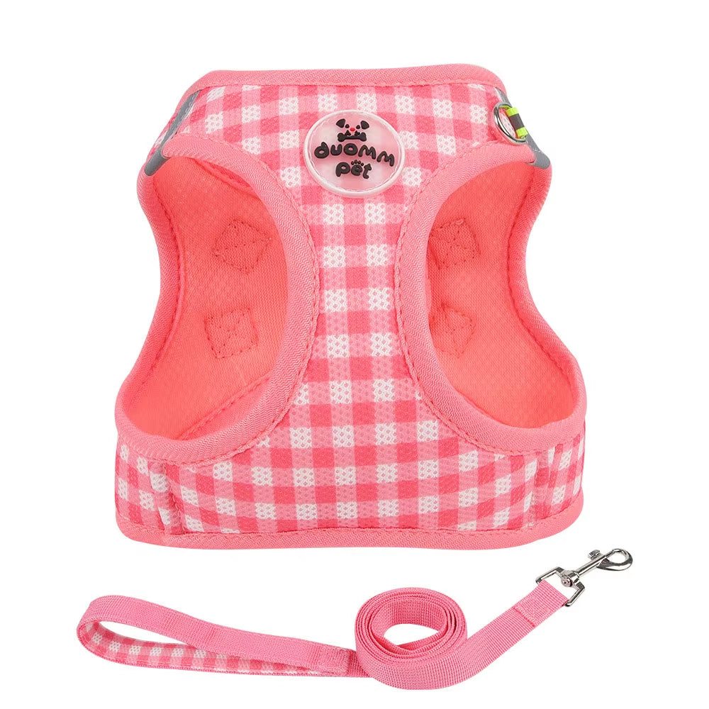 Pet Chest Back, Suitable for Cats and Dogs, Various Sizes, Plaid Pattern, Pet Leash, Pet Supplies