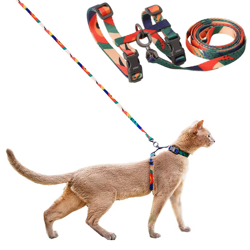 Cat Harness and Leash Set Cats Escape Proof Adjustable Kitten Harness for Large Small Cats Lightweight Soft Pet Safety Harness